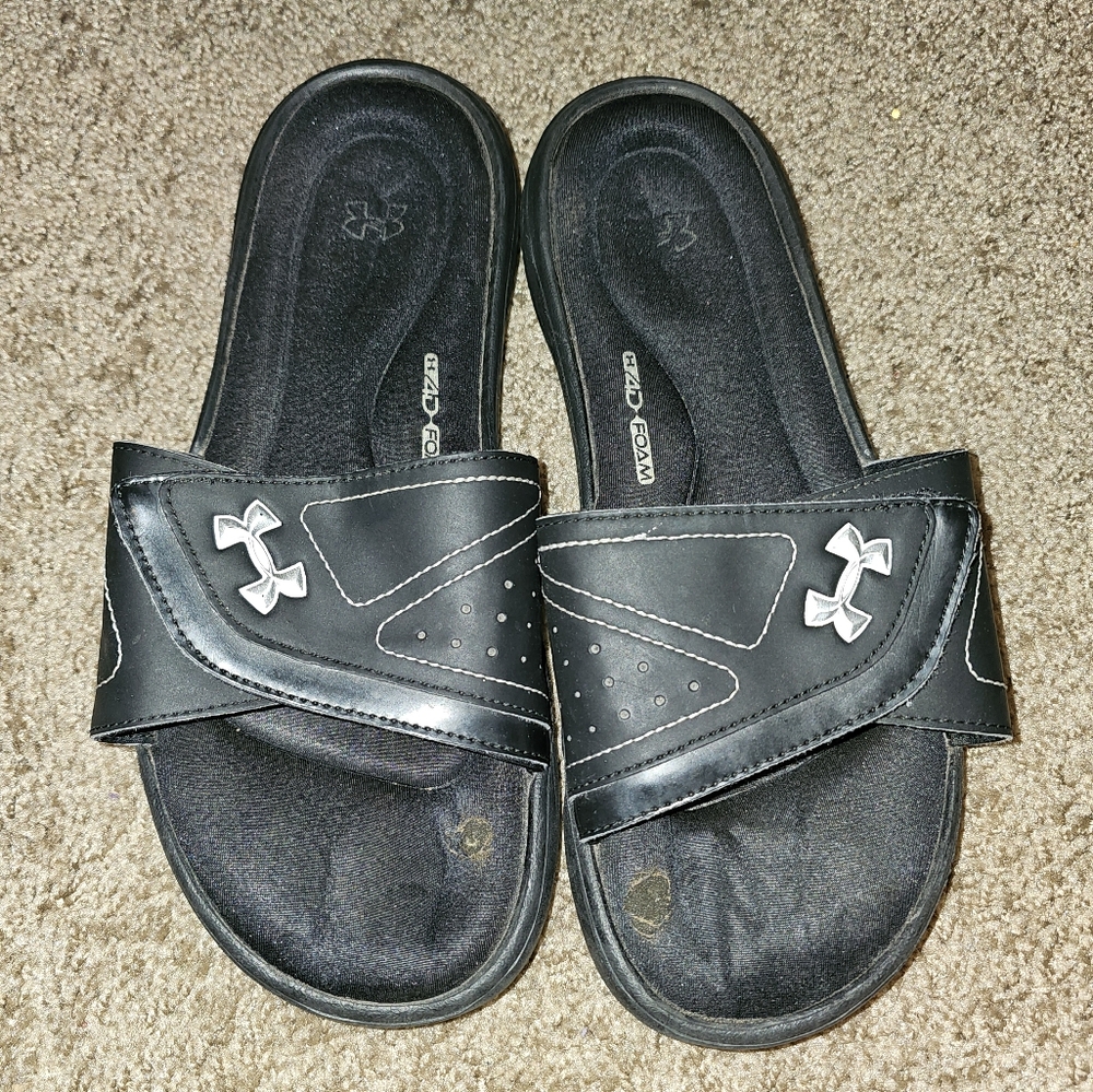 Under Armour Black Slide Sandals Sporty Comfort